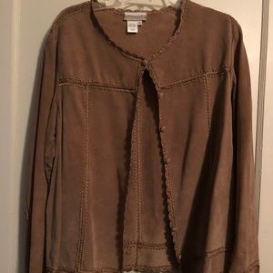 Womens Coldwater Creek Suede and Crochet  jacket